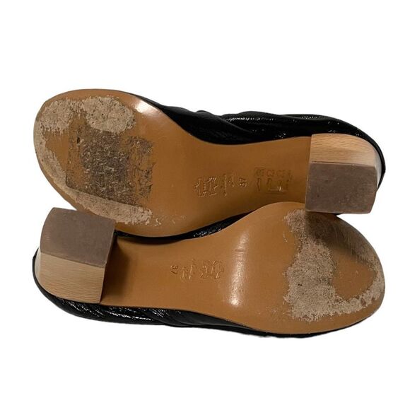 LANVIN Leather Ruched Round Toe Block Heels 37 - Picture 7 of 11